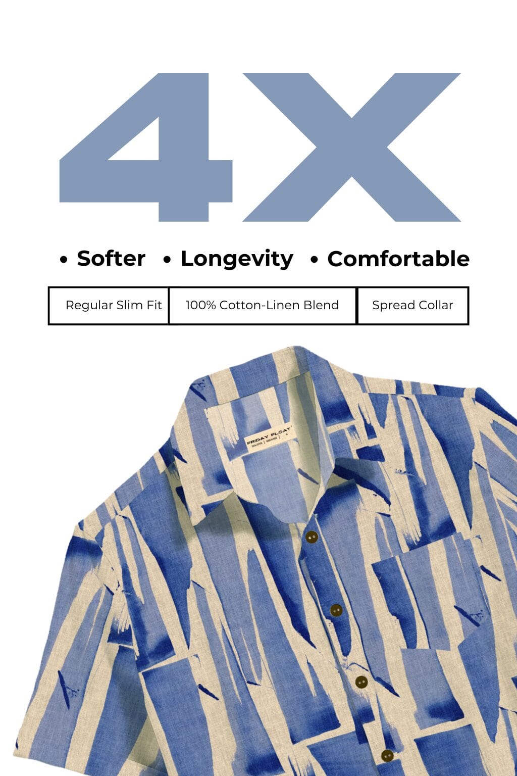 Abstract Print Blue Shirt for Men - Image 8