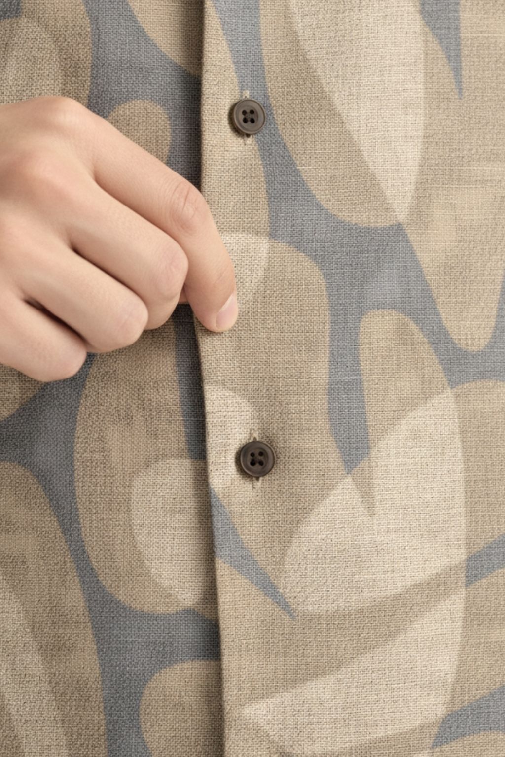 Friday Float Blue and Beige Abstract Cuban Collar Shirt - Image 4