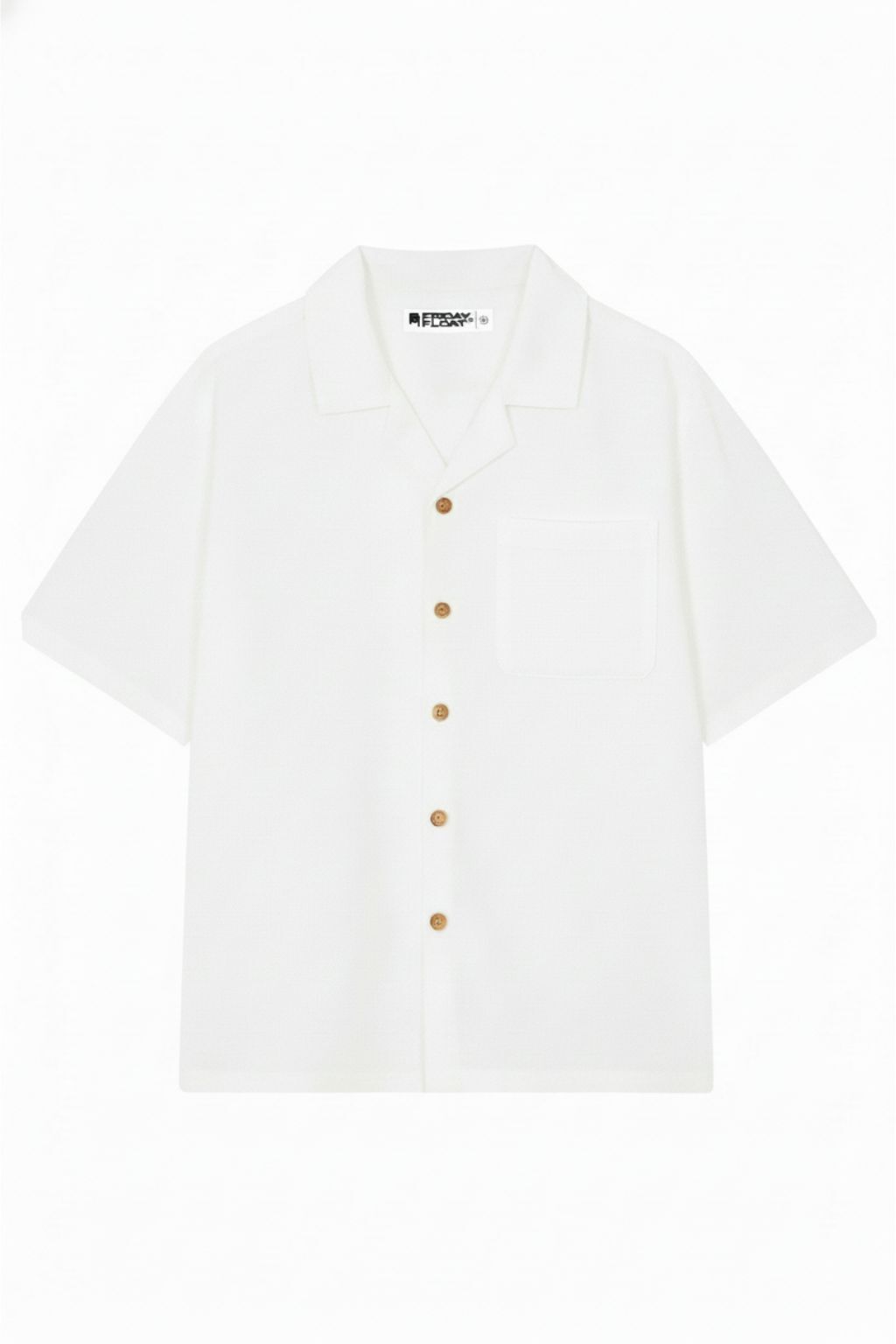 White Linen Cuban Collar Shirt - Image 3
