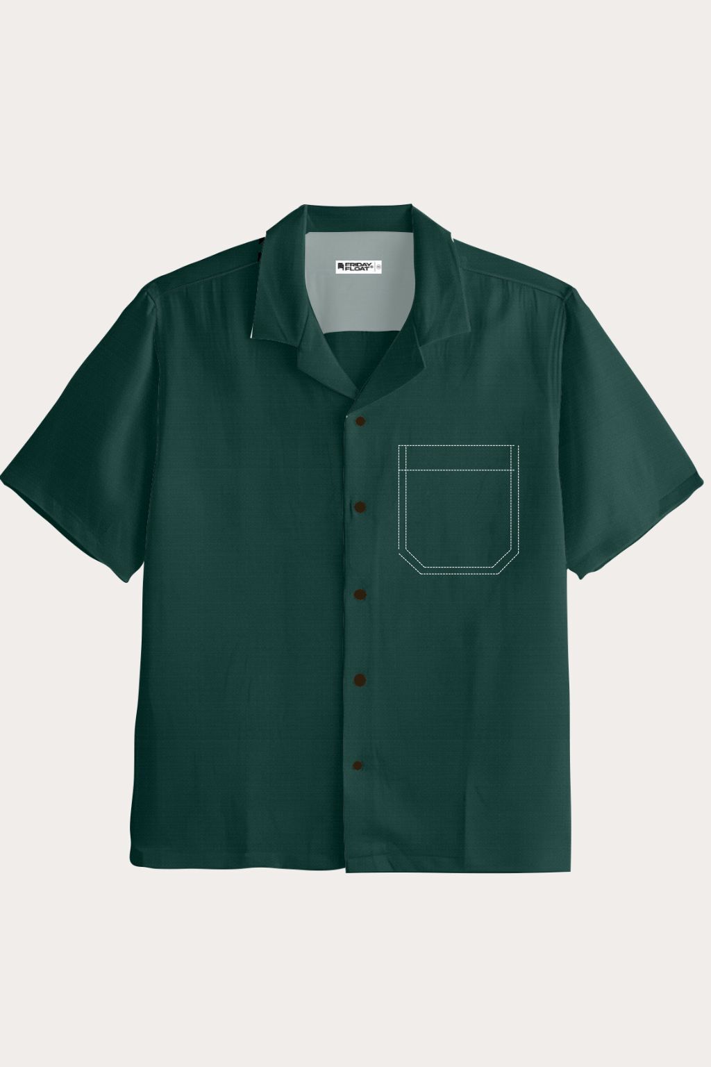 Forest Green Linen Cuban Collar Shirt - Image 4